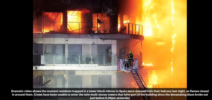 'Nobody trapped inside will have survived': Valencia firefighters expect to find 19 more bodies when they enter block of flats ravaged by fire in Grenfell Tower-like disaster after four victims were killed on their balconies before they could be rescued